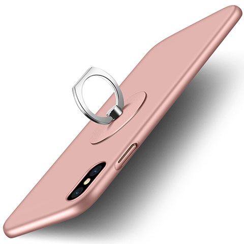 Custodia Plastica Rigida Opaca con Anello Supporto per Apple iPhone X Rosa