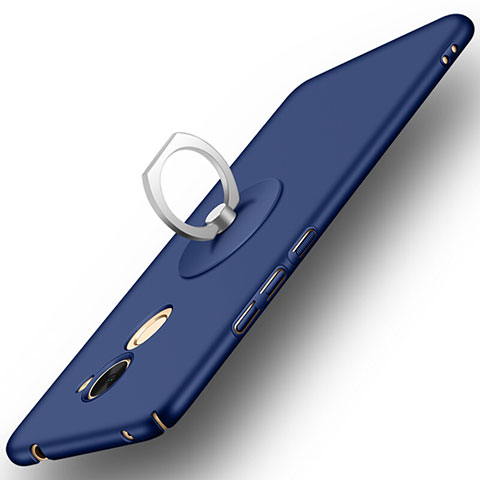 Custodia Plastica Rigida Opaca con Anello Supporto per Huawei Enjoy 7 Plus Blu