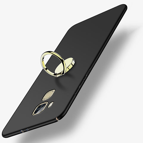 Custodia Plastica Rigida Opaca con Anello Supporto per Huawei G9 Plus Nero