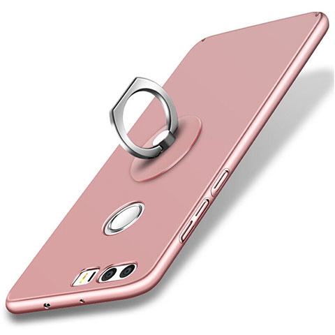 Custodia Plastica Rigida Opaca con Anello Supporto per Huawei Honor 8 Oro Rosa