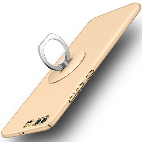 Custodia Plastica Rigida Opaca con Anello Supporto per Huawei Honor 9 Premium Oro