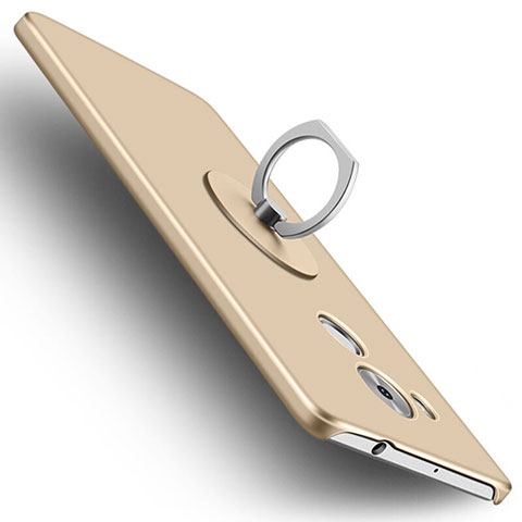 Custodia Plastica Rigida Opaca con Anello Supporto per Huawei Mate 8 Oro
