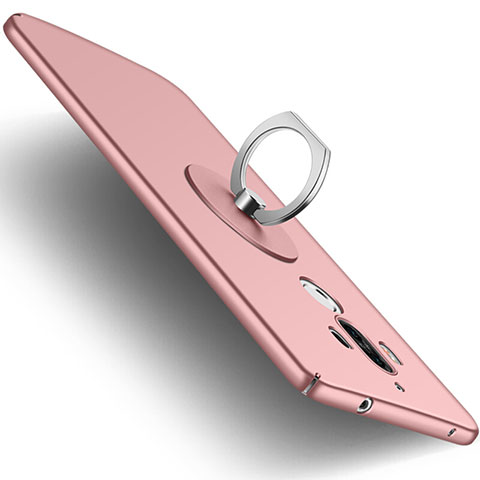 Custodia Plastica Rigida Opaca con Anello Supporto per Huawei Mate 9 Oro Rosa