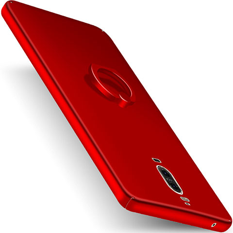 Custodia Plastica Rigida Opaca con Anello Supporto per Huawei Mate 9 Pro Rosso