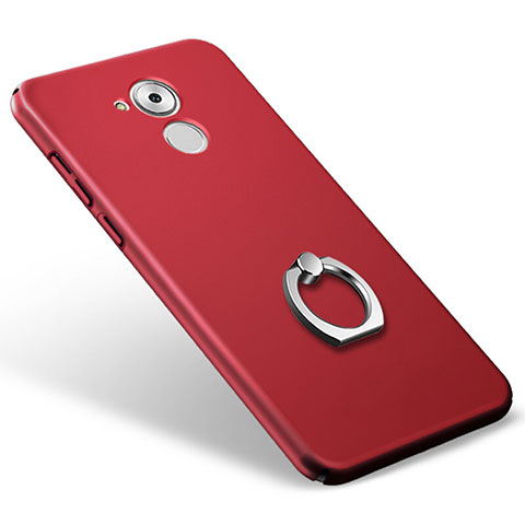 Custodia Plastica Rigida Opaca con Anello Supporto per Huawei Nova Smart Rosso