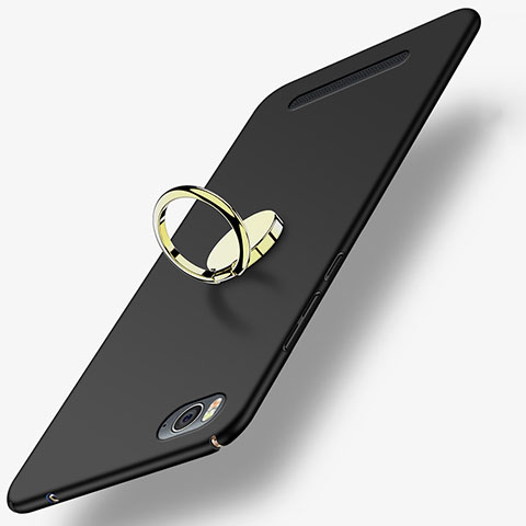Custodia Plastica Rigida Opaca con Anello Supporto per Xiaomi Mi 4C Nero