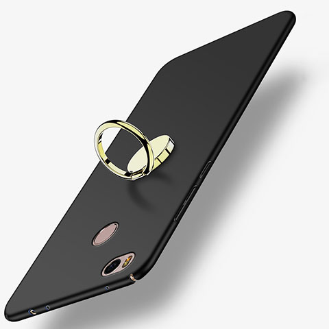 Custodia Plastica Rigida Opaca con Anello Supporto per Xiaomi Mi 4S Nero
