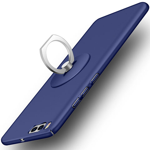 Custodia Plastica Rigida Opaca con Anello Supporto per Xiaomi Mi 6 Blu