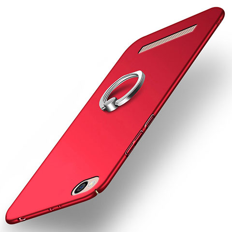 Custodia Plastica Rigida Opaca con Anello Supporto per Xiaomi Redmi 5A Rosso