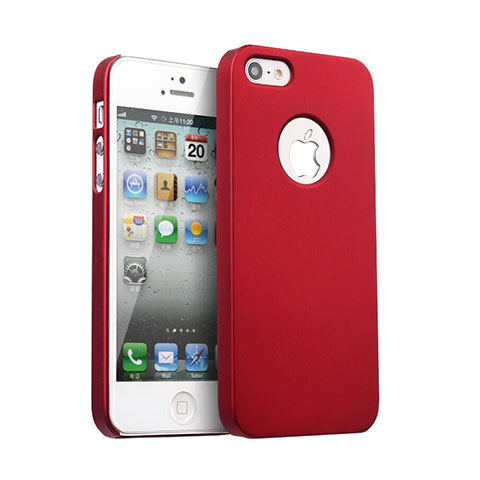 Custodia Plastica Rigida Opaca con Foro per Apple iPhone 5 Rosso