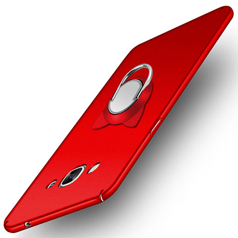 Custodia Plastica Rigida Opaca con Magnetico Anello Supporto per Samsung Galaxy J3 Pro (2016) J3110 Rosso