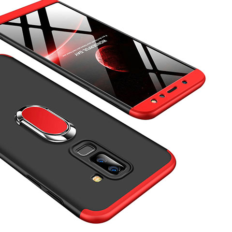 Custodia Plastica Rigida Opaca Fronte e Retro 360 Gradi con Anello Supporto Q01 per Samsung Galaxy A9 Star Lite Rosso e Nero