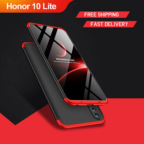 Custodia Plastica Rigida Opaca Fronte e Retro 360 Gradi M01 per Huawei Honor 10 Lite Rosso e Nero
