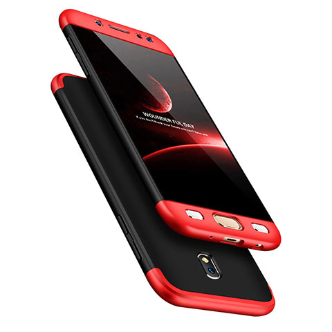 Custodia Plastica Rigida Opaca Fronte e Retro 360 Gradi per Samsung Galaxy J7 Pro Rosso e Nero