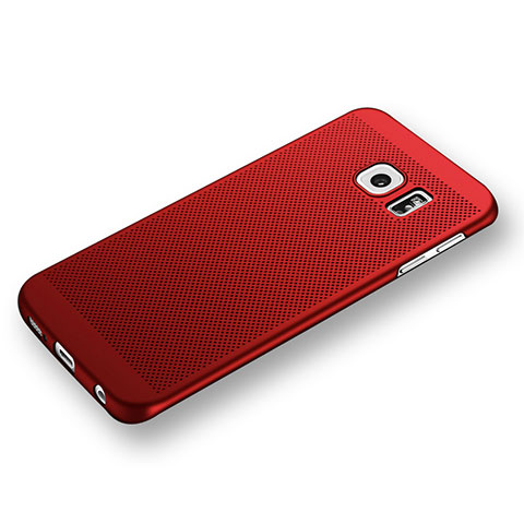 Custodia Plastica Rigida Perforato per Samsung Galaxy S6 Edge SM-G925 Rosso