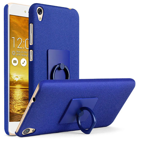 Custodia Plastica Rigida Sabbie Mobili con Anello Supporto per Asus Zenfone Live ZB501KL Blu