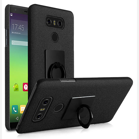 Custodia Plastica Rigida Sabbie Mobili con Anello Supporto per LG G6 Nero