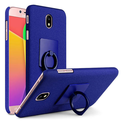 Custodia Plastica Rigida Sabbie Mobili con Anello Supporto per Samsung Galaxy J7 (2017) Duos J730F Blu