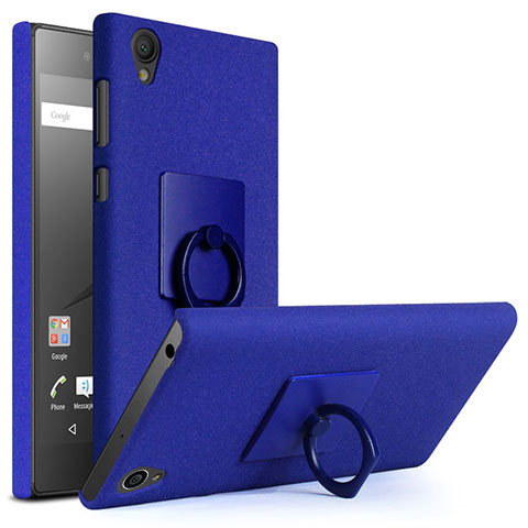 Custodia Plastica Rigida Sabbie Mobili con Anello Supporto per Sony Xperia L1 Blu