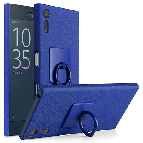 Custodia Plastica Rigida Sabbie Mobili con Anello Supporto per Sony Xperia XZ Blu