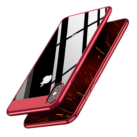 Custodia Plastica Rigida Specchio M01 per Apple iPhone X Rosso