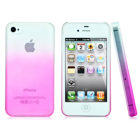 Custodia Plastica Trasparente Rigida Sfumato per Apple iPhone 4 Rosa