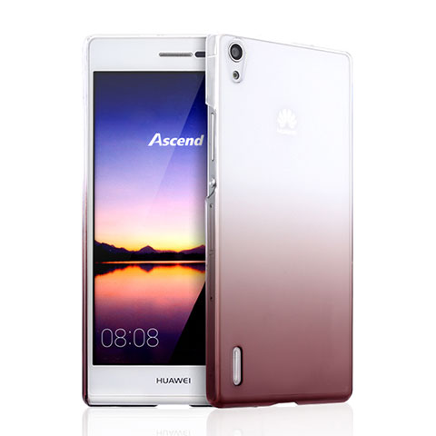 Custodia Plastica Trasparente Rigida Sfumato per Huawei Ascend P7 Marrone