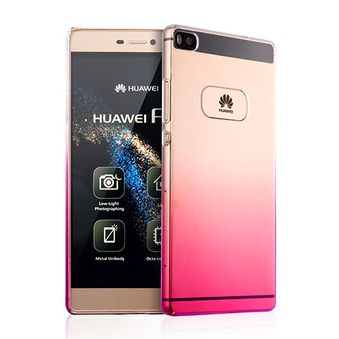 Custodia Plastica Trasparente Rigida Sfumato per Huawei P8 Rosa