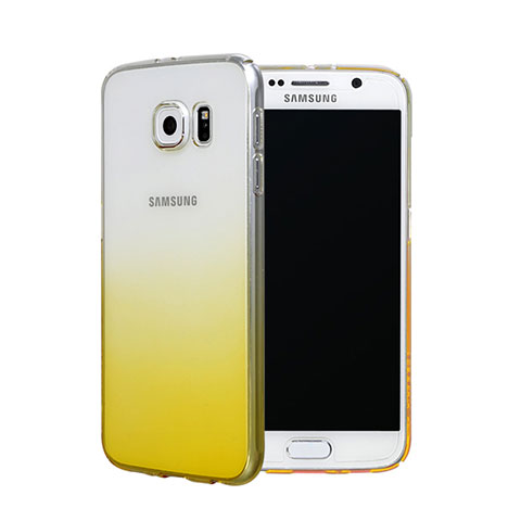 Custodia Plastica Trasparente Rigida Sfumato per Samsung Galaxy S6 Duos SM-G920F G9200 Giallo