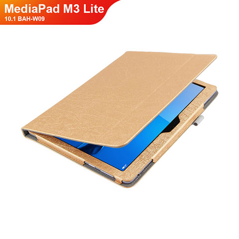 Custodia Portafoglio In Pelle con Stand L01 per Huawei MediaPad M3 Lite 10.1 BAH-W09 Oro