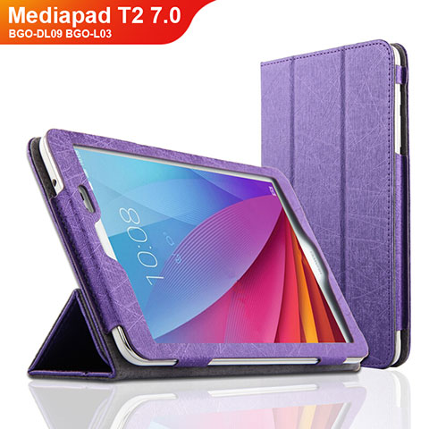 Custodia Portafoglio In Pelle con Stand L01 per Huawei Mediapad T2 7.0 BGO-DL09 BGO-L03 Viola