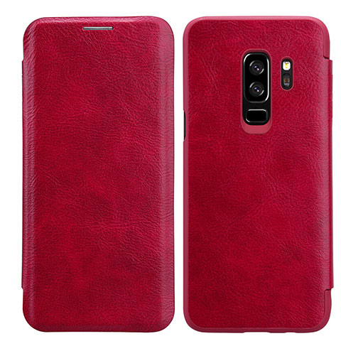 Custodia Portafoglio In Pelle con Stand L01 per Samsung Galaxy S9 Plus Rosso