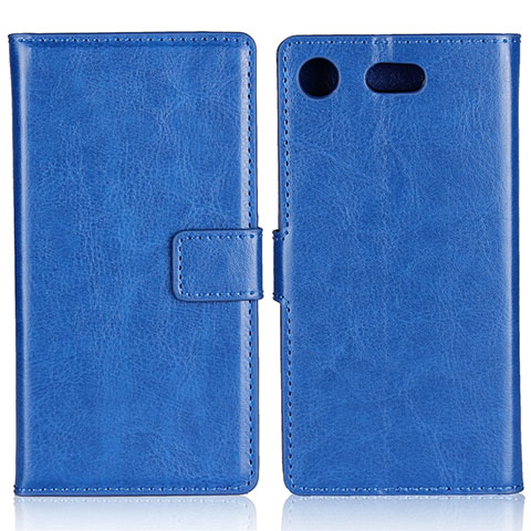 Custodia Portafoglio In Pelle con Stand L01 per Sony Xperia XZ1 Compact Blu