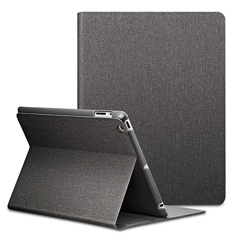 Custodia Portafoglio In Pelle con Stand L02 per Apple iPad 4 Nero