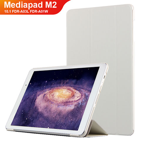 Custodia Portafoglio In Pelle con Stand L02 per Huawei MediaPad M2 10.1 FDR-A03L FDR-A01W Bianco
