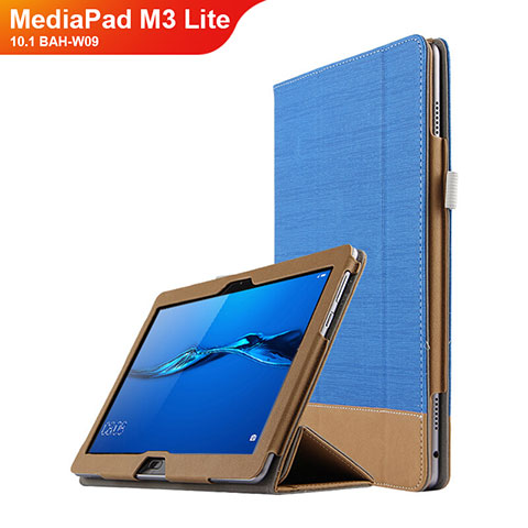 Custodia Portafoglio In Pelle con Stand L02 per Huawei MediaPad M3 Lite 10.1 BAH-W09 Blu