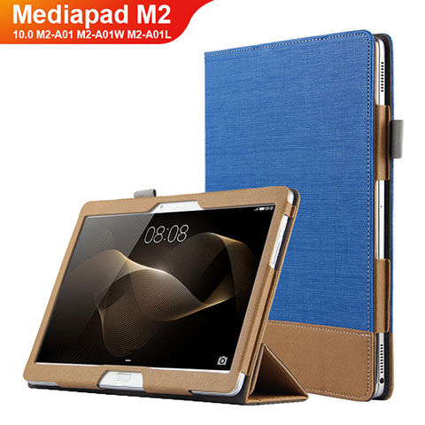 Custodia Portafoglio In Pelle con Stand L03 per Huawei MediaPad M2 10.0 M2-A01 M2-A01W M2-A01L Blu