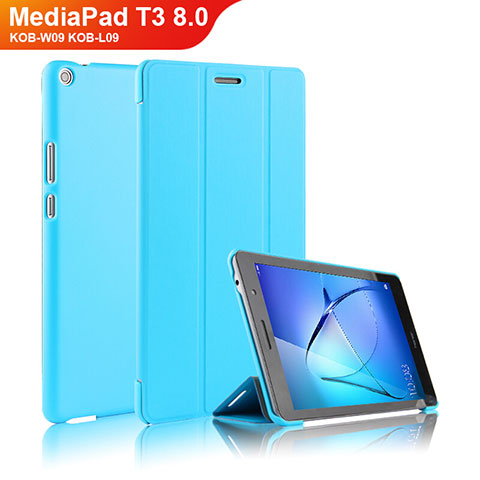 Custodia Portafoglio In Pelle con Stand per Huawei MediaPad T3 8.0 KOB-W09 KOB-L09 Cielo Blu