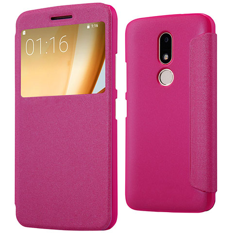 Custodia Portafoglio In Pelle con Stand per Motorola Moto M XT1662 Rosso