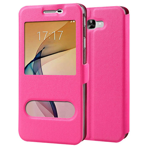 Custodia Portafoglio In Pelle con Stand per Samsung Galaxy J7 Prime Rosa Caldo