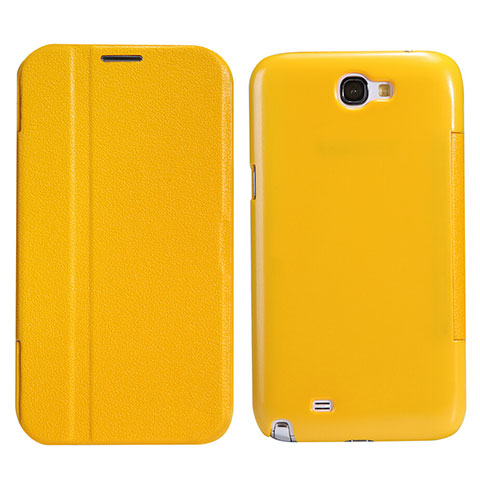 Custodia Portafoglio In Pelle con Stand per Samsung Galaxy Note 2 N7100 N7105 Giallo