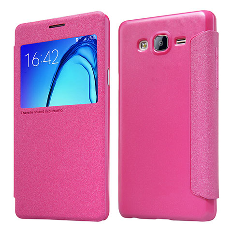 Custodia Portafoglio In Pelle con Stand per Samsung Galaxy On5 G550FY Rosa Caldo