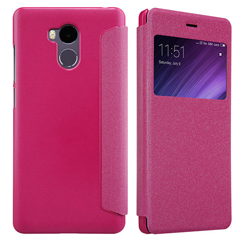 Custodia Portafoglio In Pelle con Stand per Xiaomi Redmi 4 Prime High Edition Rosa Caldo