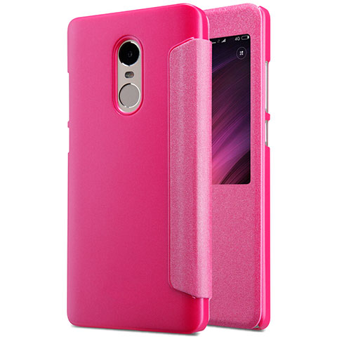 Custodia Portafoglio In Pelle con Stand per Xiaomi Redmi Note 4 Standard Edition Rosa Caldo