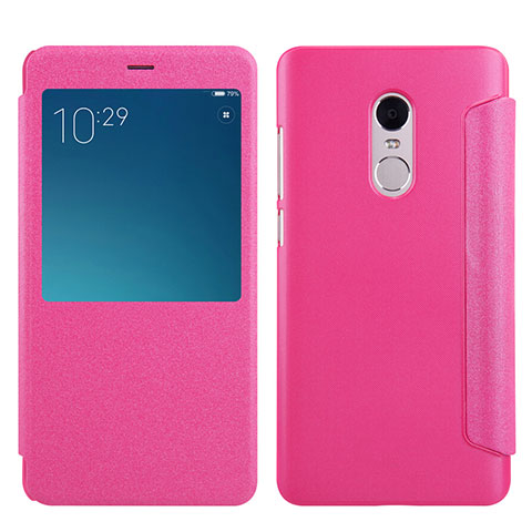 Custodia Portafoglio In Pelle con Stand per Xiaomi Redmi Note 4X High Edition Rosa Caldo