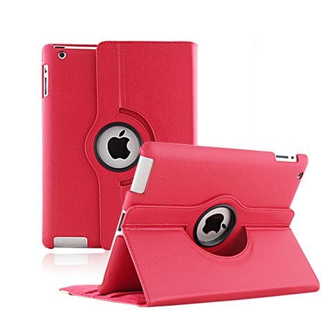 Custodia Portafoglio In Pelle con Stand Rotazione per Apple iPad 2 Rosso