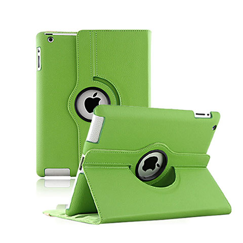 Custodia Portafoglio In Pelle con Stand Rotazione per Apple iPad 2 Verde