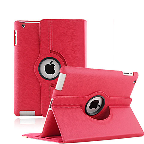 Custodia Portafoglio In Pelle con Stand Rotazione per Apple iPad 3 Rosso