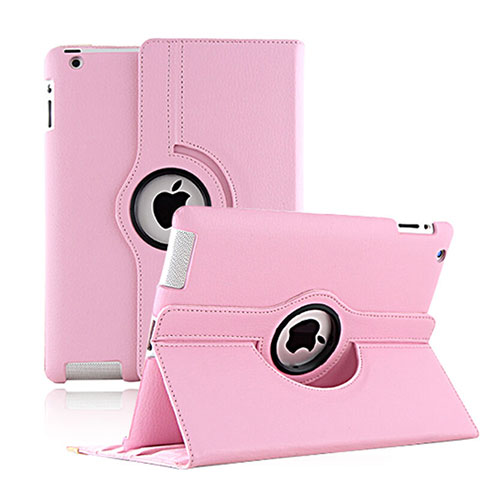 Custodia Portafoglio In Pelle con Supporto Girevole per Apple iPad 3 Rosa