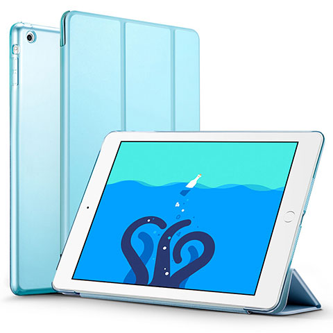 Custodia Portafoglio In Pelle con Supporto L01 per Apple iPad Air Cielo Blu